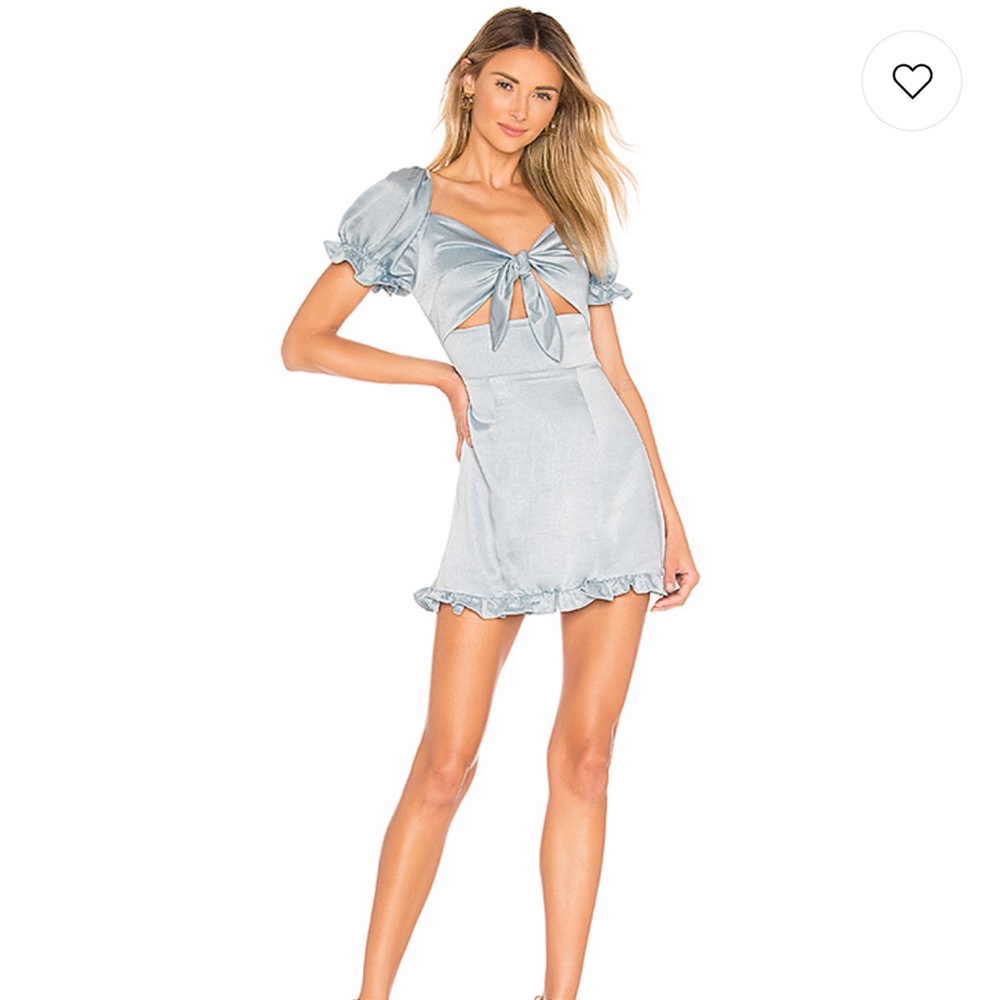 Superdown Jazmine Frill Dress in Dusty Blue